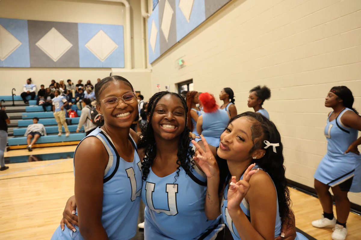 The cheer team performed at the Homecoming pep rally.
