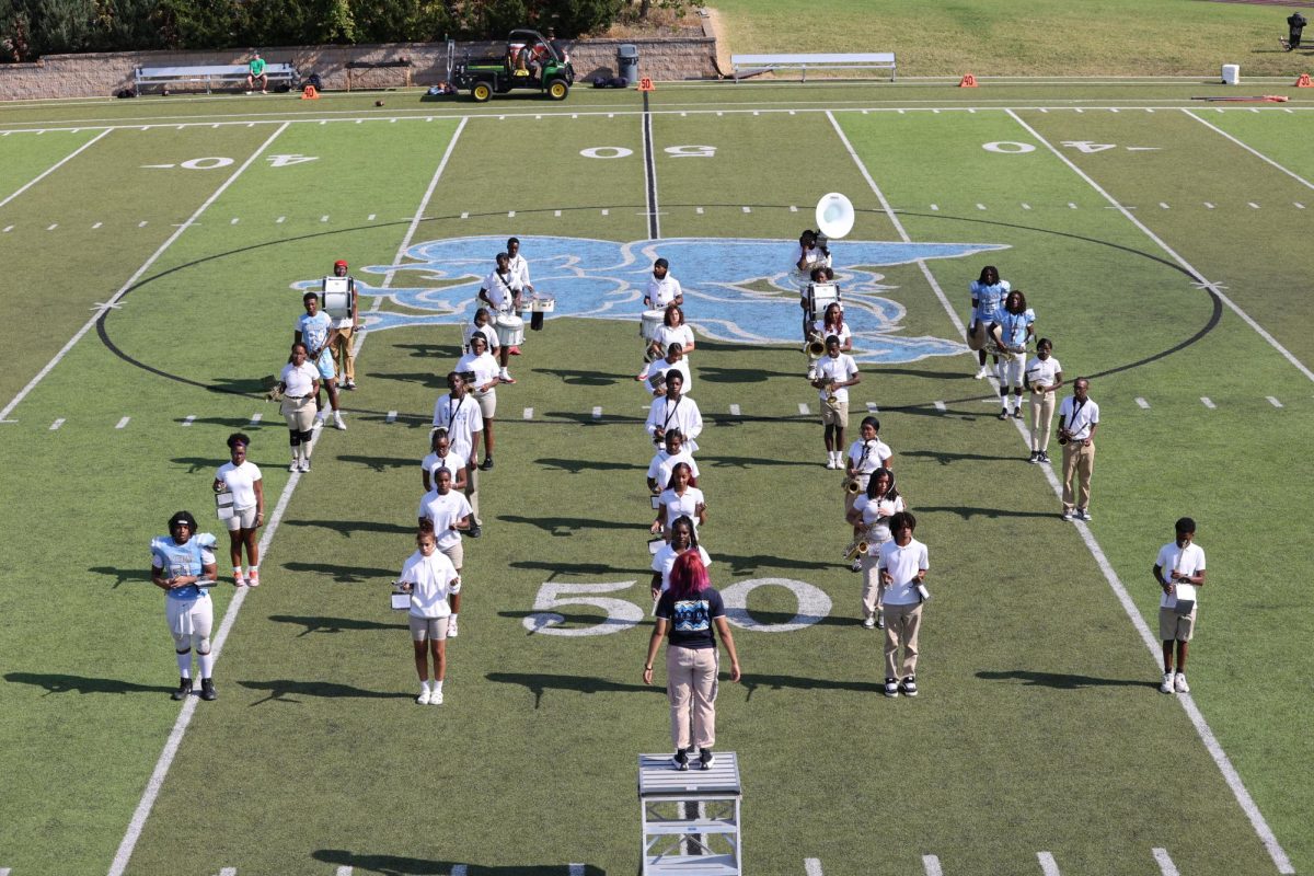 UA’s marching band team performed during the halftime of home football games this fall. 