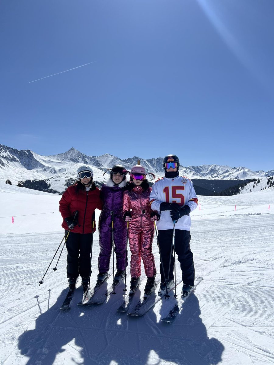 Mrs. Gudde and her family on a ski trip in Colorado.