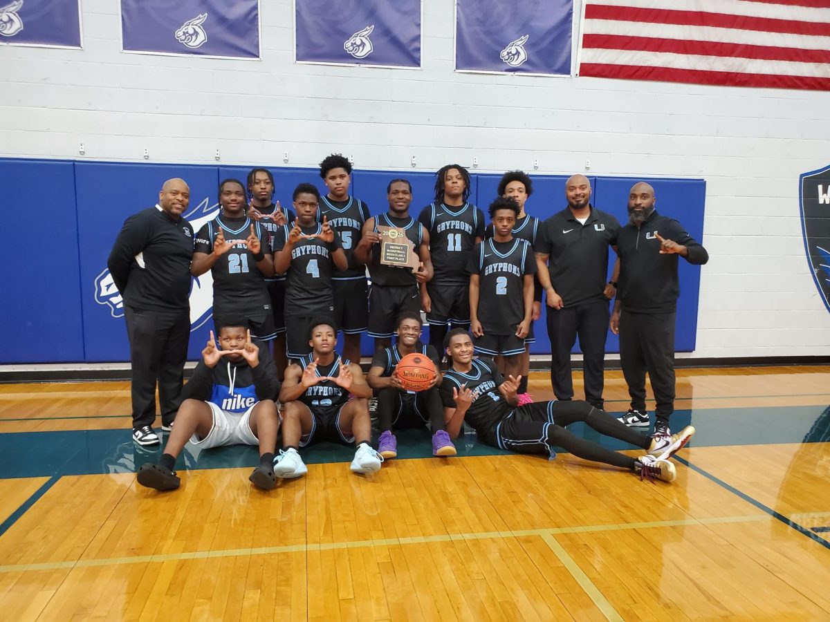 The boys' basketball team won the district championship on Feb. 28.
